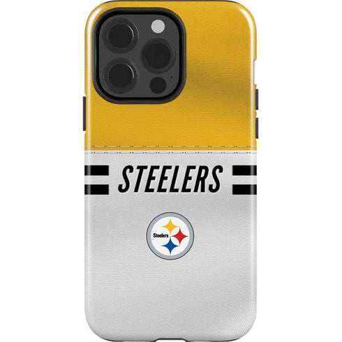 NFL Pittsburgh Steelers White Striped iPhone 15 Pro Impact Case